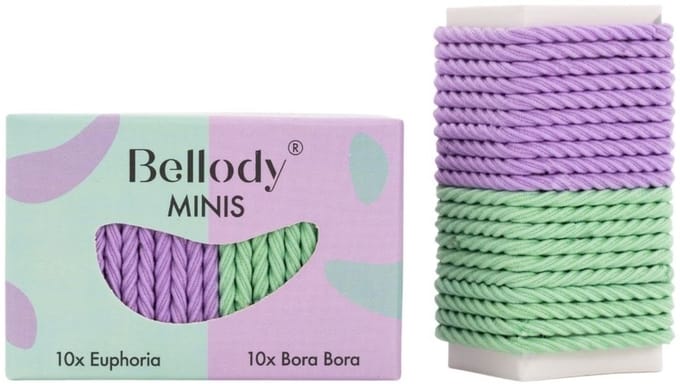 Bellody - Haargummie Mini Elastiek - Paars en Groen