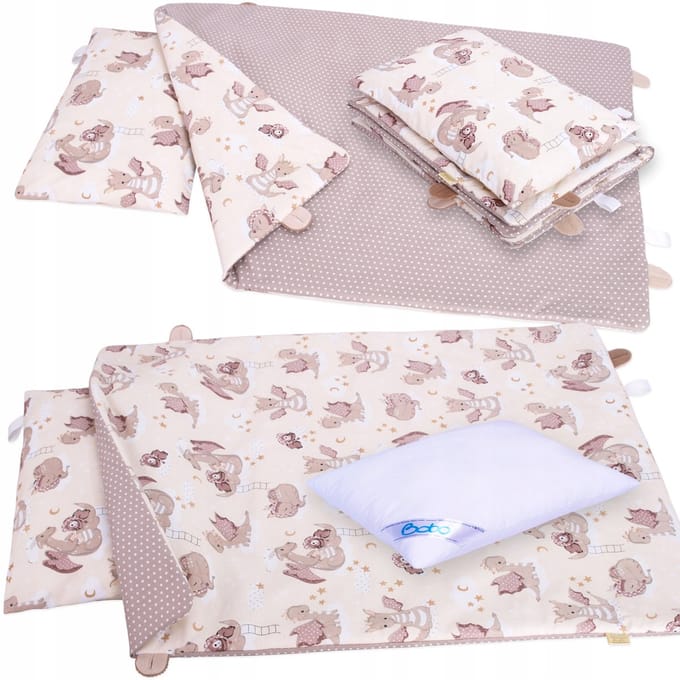 BOBO Kinderbeddengoed 100x160 cm, Dubbelzijdig, Met Vulling & Decoratieve Sluitingen