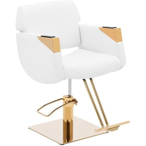 physa Kappersstoel met voetsteun - 470 - 630 mm - 200 kg - Wit/Gouden 10040761