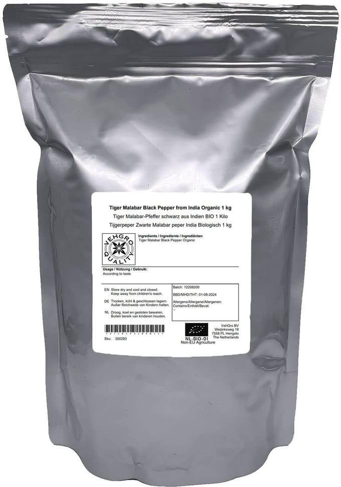 Zwarte Malabar Peper India - 1 Kg - Holyflavours