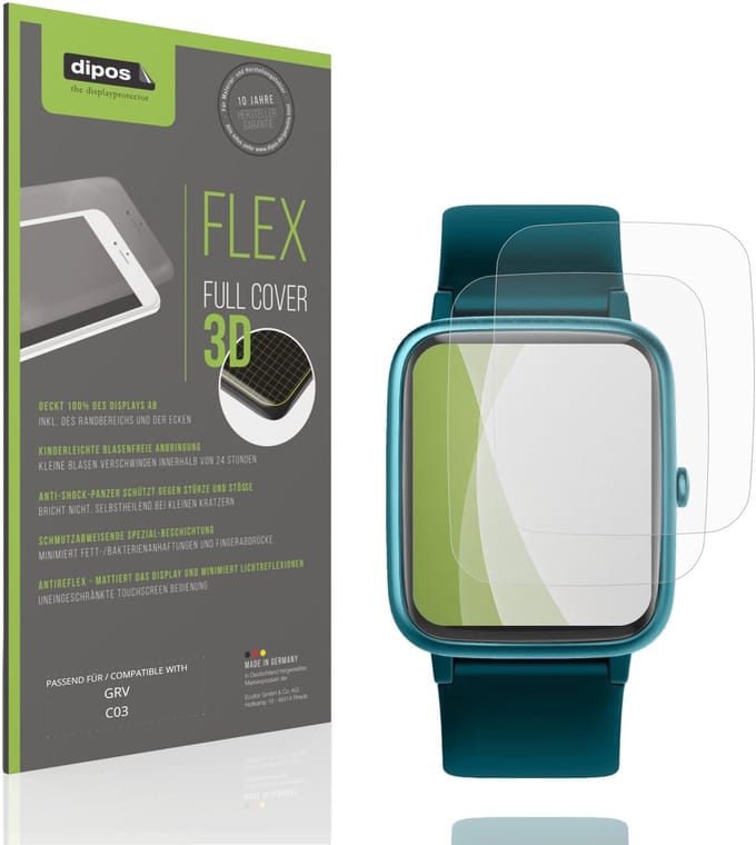dipos FLEX – 2x Matte Screenprotector geschikt voor GRV C03 | Volledige Schermbescherming | Case-Friendly