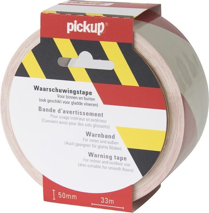 Pickup markeringstape rood wit - 33 m x 5 cm