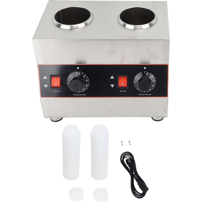 1300ml Commerciële Sauswarmer Kaasdispenser Hot Fudge Warmer 30?85 graden C Temperatuur Instelbaar Dubbel L white