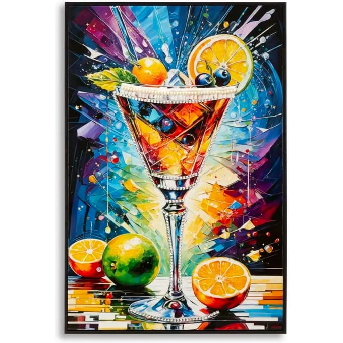 Schilderij On Canvas Cocktail Laquared With Frame -a 62×3,5×92 cm