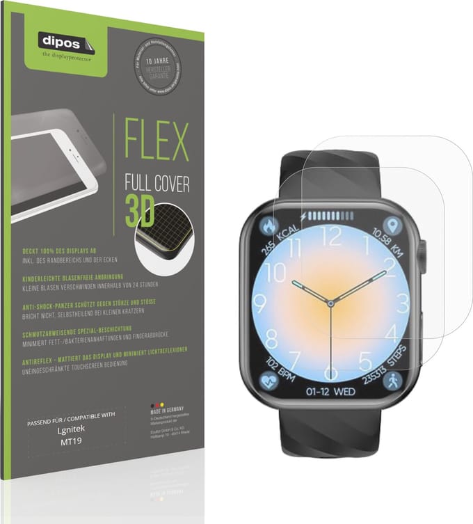 dipos FLEX – 2x Matte Screenprotector geschikt voor Lgnitek MT19 | Volledige Schermbescherming | Case-Friendly
