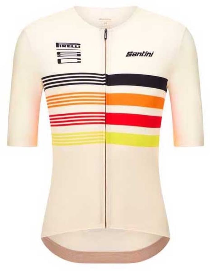 Santini Pirelli Tape Korte Mouw Wielertrui Wit XS