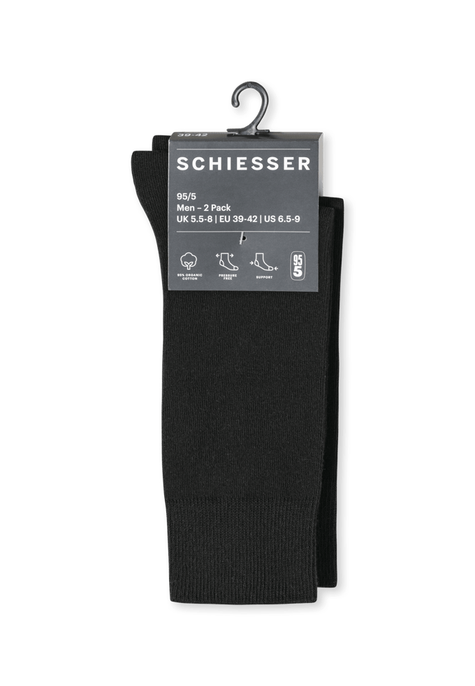 Herensokken, set van 2, zwart - 95/5 39/42