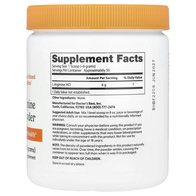 Doctor's Best, Puur L-Arginine Poeder, 10,6 oz (300 g)