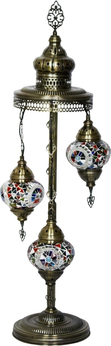 Oosterse mozaiek vloerlamp - Mixcolour - Hoogte 94cm - Diameter bol(len) 13,5cm