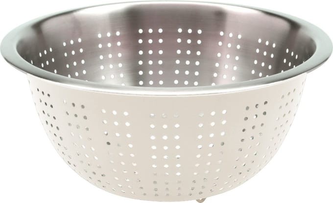 Excellent Houseware RVS keuken vergiet/zeef - afgieten etenswaren - creme wit - 24 x 11 cm
