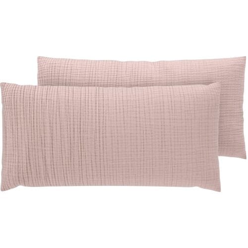 LIVARNO Set van 2 mousseline kussenslopen 40 x 80 cm (Rood)