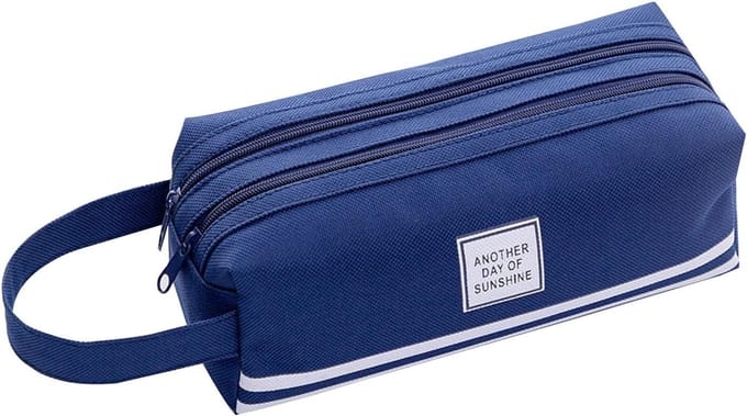 Multifunctionele etui met grote capaciteit, dubbele laag, canvas etui met groot compartiment voor studenten