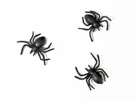PartyDeco Horror/Halloween griezel spinnetjes - 10x - kunststof - zwart - 3 cm