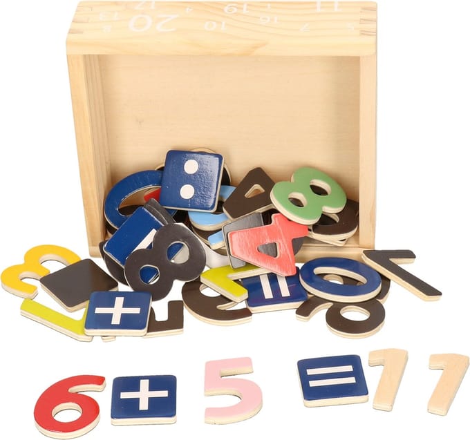 Small Foot Magnetische cijfers/nummers - 40x stuks - hout - gekleurd - koelkast magneten