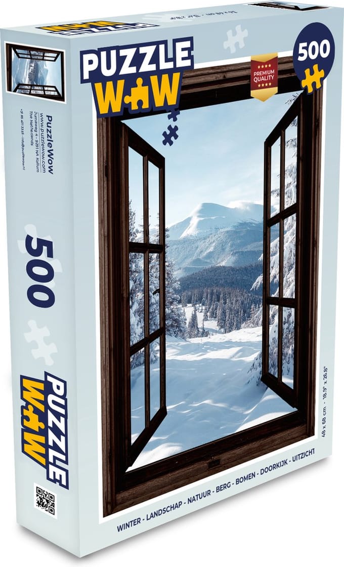 Puzzel Winter - Landschap - Natuur - Berg - Bomen - Doorkijk - Uitzicht - Legpuzzel - Puzzel 500 stukjes