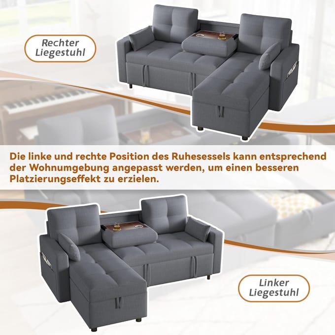 Luxe Uitschuifbare Slaapbank - Grijs - 200x200x200 cm - Arqam