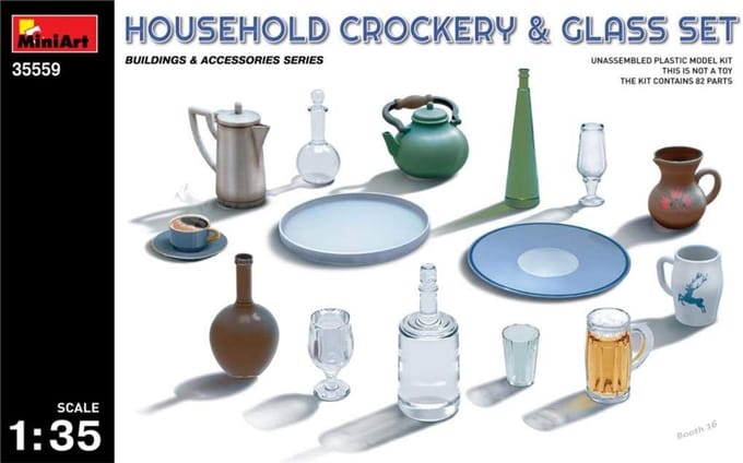 Modelbouw Accessoires Set Servies en Glaswerk voor Diorama's