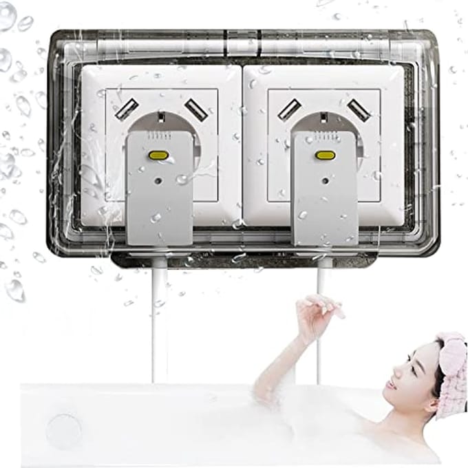 Waterdicht Duo Buitenstopcontact met Regenbescherming en Stekkerafdekking