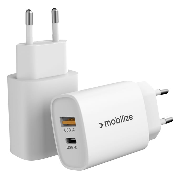 Mobilize Dual USB / USB-C Oplader Power Delivery 20W - Wit