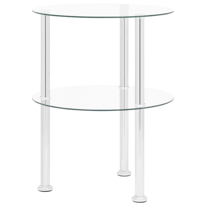 vidaXL - Bijzettafel - 2-laags - 38 - cm - gehard - glas - transparant