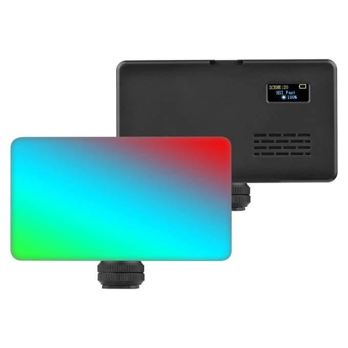 Zakformaat RGB Videolamp LED Invullicht 2500K9000K Dimbaar 20 Lichteffecten Ingebouwde Batterij zwart