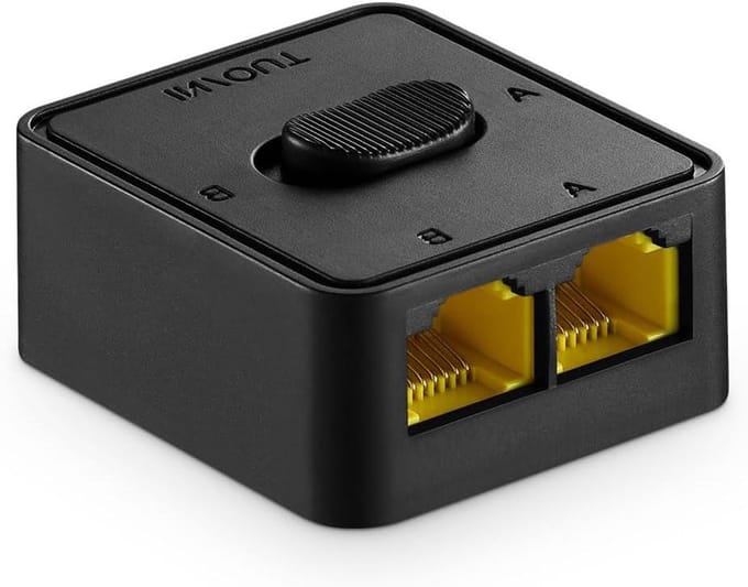 Netwerk Switch - Ethernet Selector - Netwerken Schakelen - Handmatige Bidirectionele - 3 Poorten - Zwart