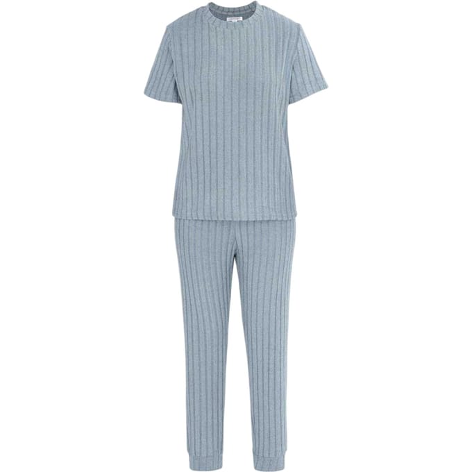 Miso Pyjamaset met korte mouwen van katoenmix voor dames (Grijs)
