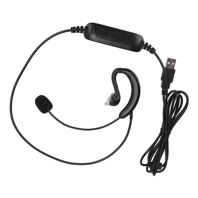 Casque d'écoute USB avec crochet d'oreille, accessoire pour ordinateur portable, compatible avec Skype, QQ, MSN