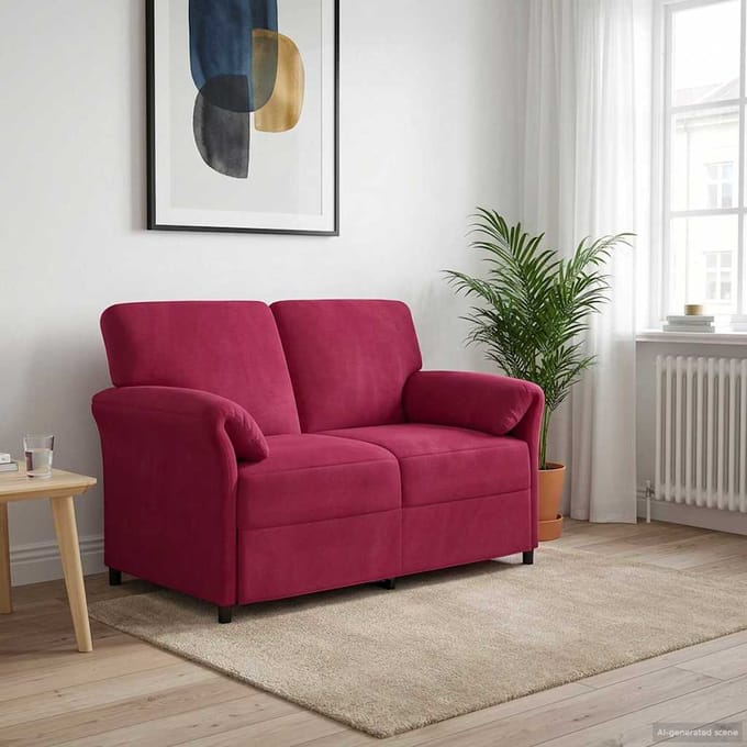 vidaXL - 2-Zits - Sofa - Wijnrood - 138 - x - 83 - x - 95 - cm - Fluweel
