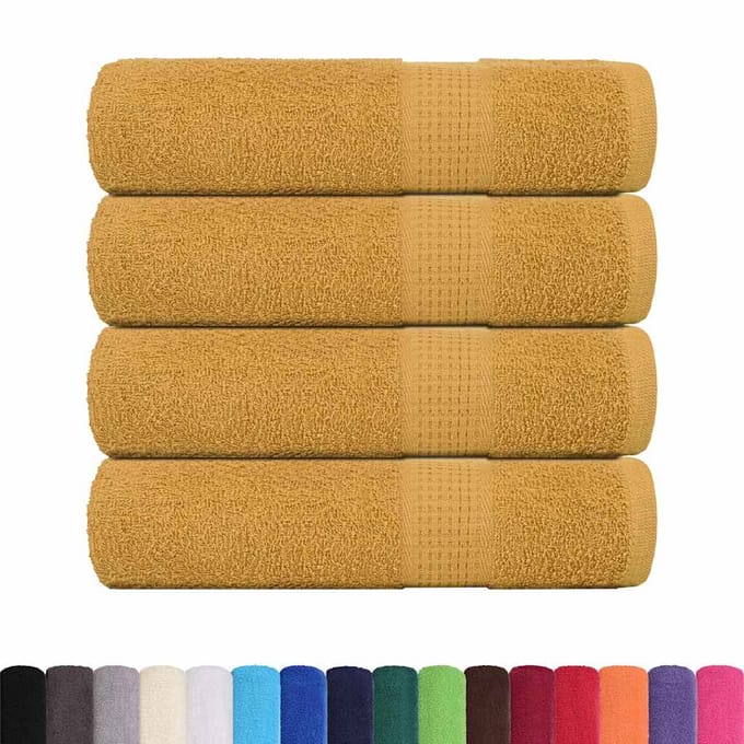 vidaXL - Douchehanddoeken - FROGN - 4 - st - 70x140 - cm - 360 - g/m² - goud