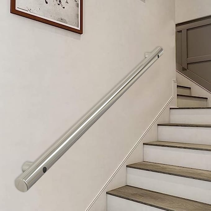 Trapleuning - Metalen Handgreep - Veilig Traplopen - Stevige Wandmontage - 100cm Lengte - Zilver