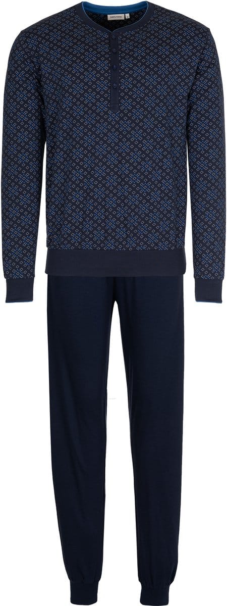 Pastunette Pyjamaset - Katoen - Donkerblauw - Knoopsluiting - Maat L