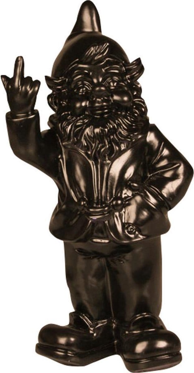GerichteKeuze Decoratief object Stoobz decoratieve kabouter middelvinger zwart 30 cm