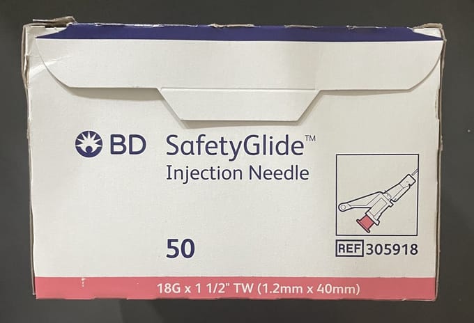 BD - SafetyGlide - Injectienaald 18G - 1.2 mm. 40 mm - 50 stuks per doos - 305918