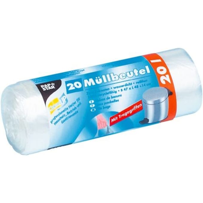 20 afvalzakken met handvat 20 l transparant