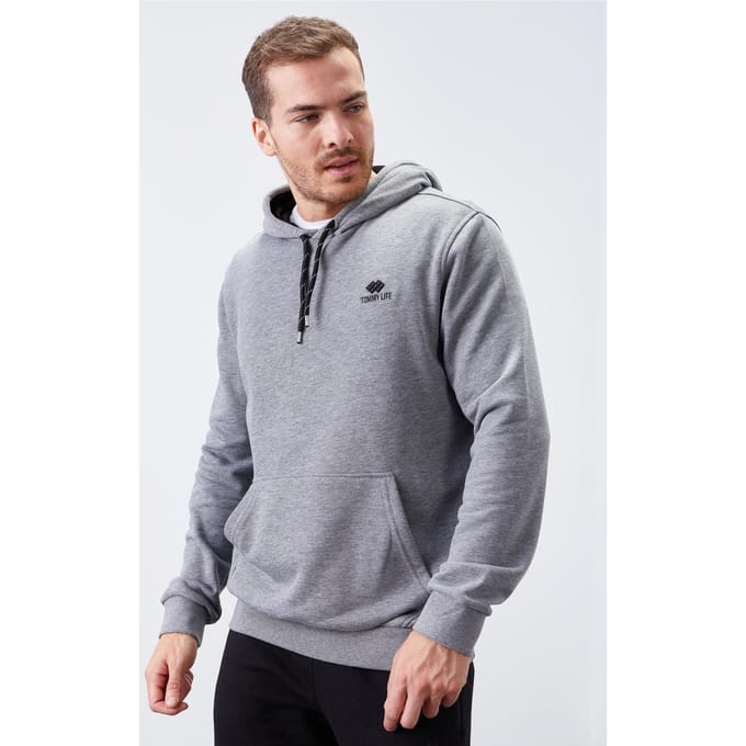Heren Effen Hooded Sweater met Zak