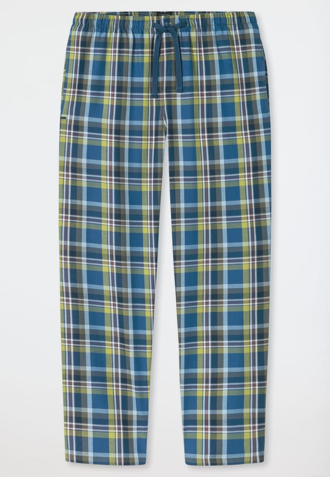 Langere broek van geweven stof, olijfgroen geruit - Mix+ Relax 48