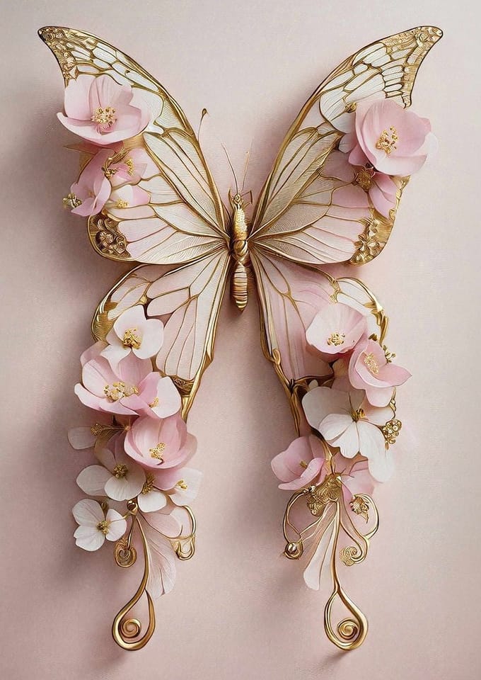 Pink Butterfly - Mint by Michelle Decoupage papier A3