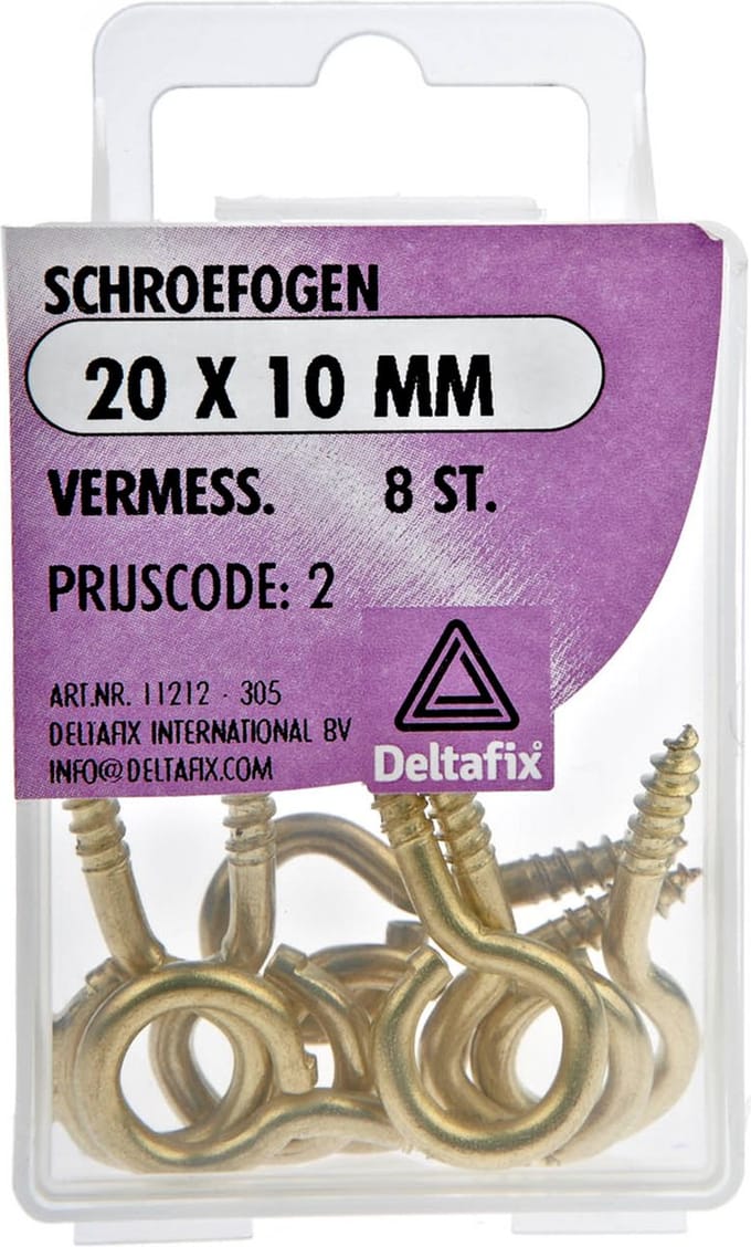Deltafix Schroefogen - 8x - verzinkt metaal - 20 x 10 mm - ijzerwaren bevestigsmaterialen