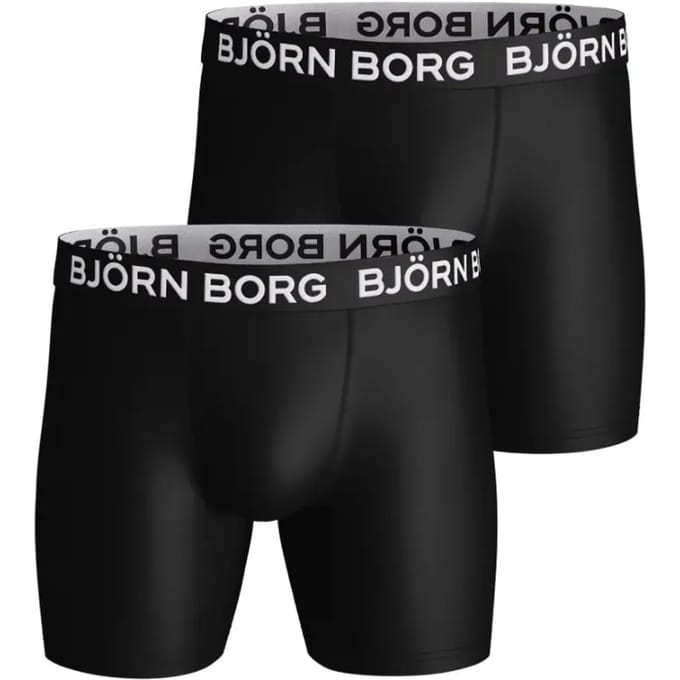 Björn Borg Performance boxers - microfiber heren boxers lange pijpen (2-pack) - zwart