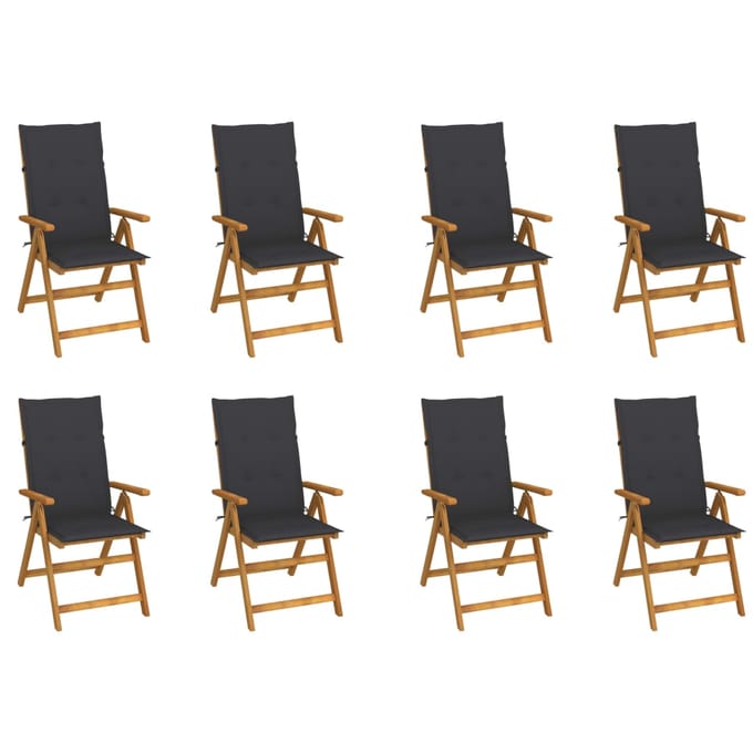 vidaXL - Inklapbare - stoelen - 8 - st - met - kussens - massief - acaciahout