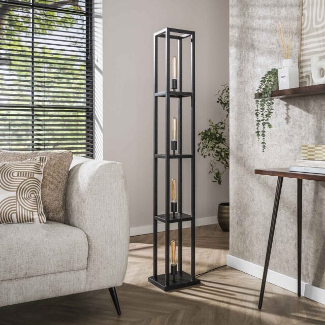 Hoyz Collection - Vloerlamp Quadra 4-lichts - Artic Zwart