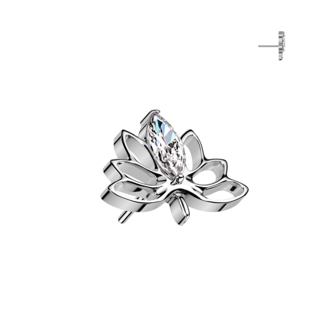 Piercing titanium lotus push in 1.2x6 - zilver - LMPiercings