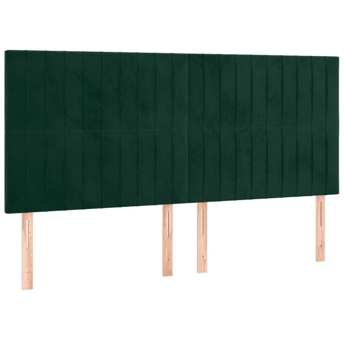 vidaXL - Hoofdbord - LED - 180x5x118/128 - cm - fluweel - donkergroen