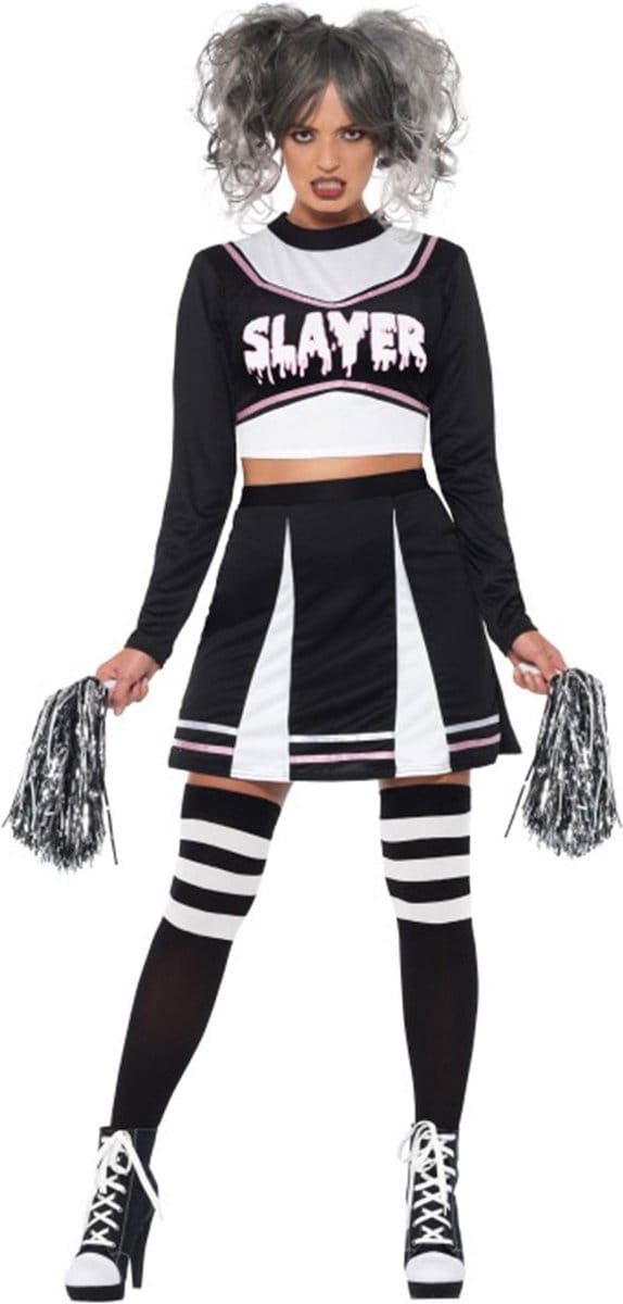 Fever - Gothic Cheerleader Kostuum - M - Zwart