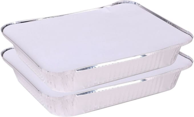 Elite Meal prep voedsel bewaar bakjes - Aluminium - 2x - 33 x 25 x 5 cm - met deksel