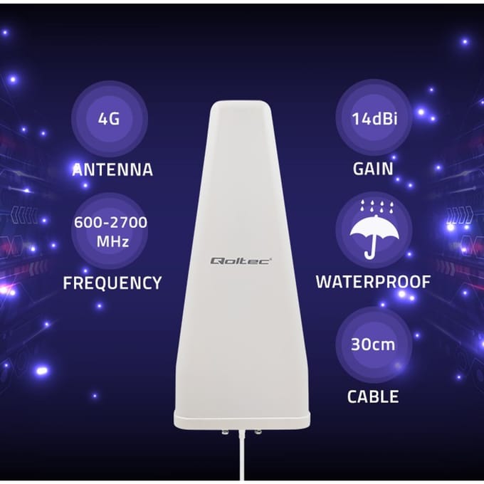 Qoltec Antenne 4G LTE DUAL |   14dBi |   omni-directioneel |   extern