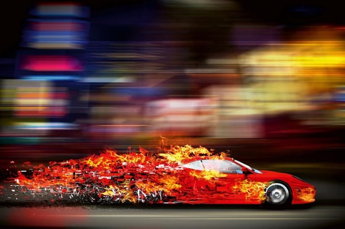 Fotobehang - Speeding Car 375x250cm - Vliesbehang