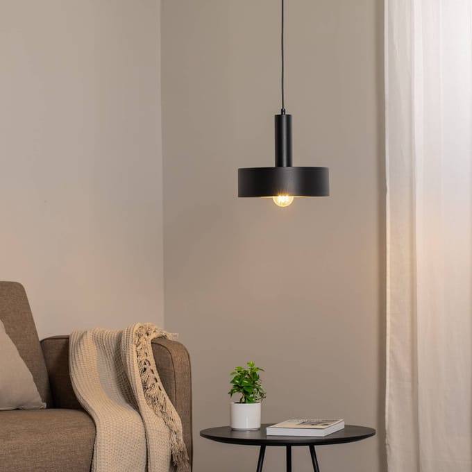 SIGMA Hanglamp Vitrum round, zwart, cilindrisch, Ø 27 cm