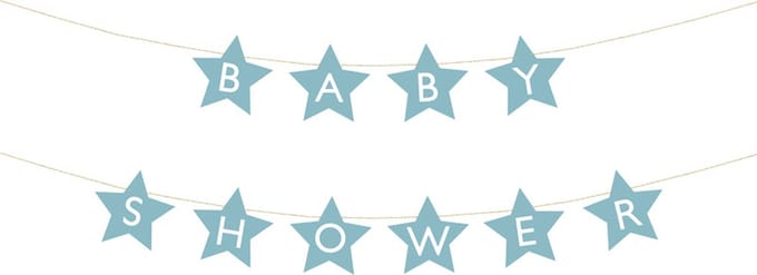 Partydeco - Babyshower banner sterren blauw (2,9 mtr)
